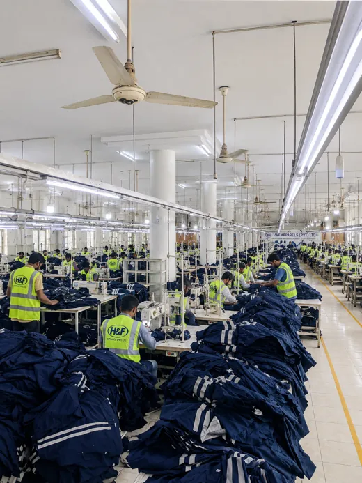 Production floor: Garments moving through the production floor.