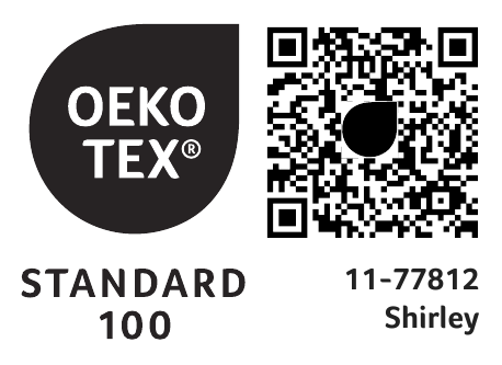 OEKO-TEX STANDARD 100 label, certificate 11-77812, Shirley