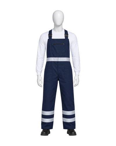 Reflective Bib & Brace, Navy, front view