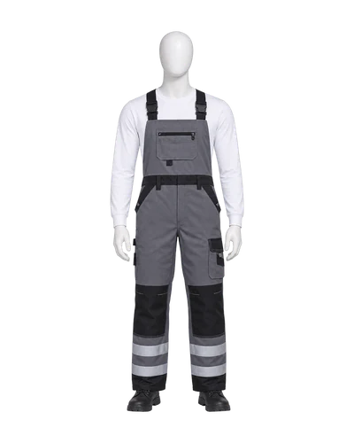 Cargo Bib & Brace, Grey & Black, front view