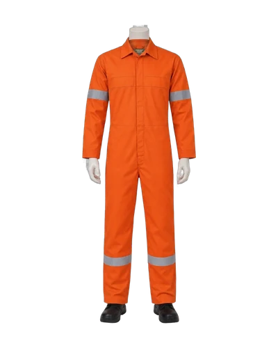 Cotton Coverall with Reflective Tape, Orange, front view