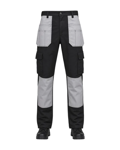 Two-Tone Holster Trousers, Black & Grey, front view