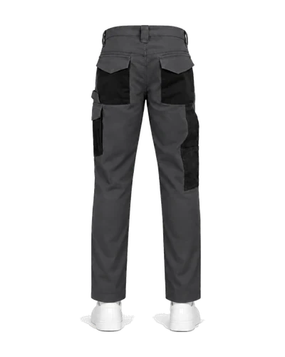 Cargo Work Trousers, Grey & Black, back view