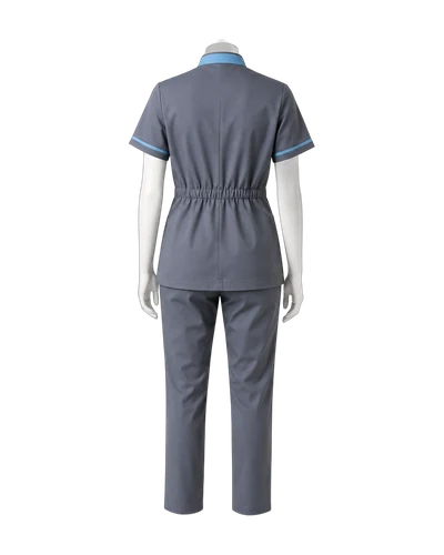 Housekeeping Tunic & Trouser Set, Grey, back view