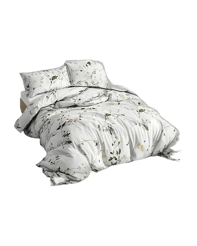 Botanical Print Duvet Set, Green, front view
