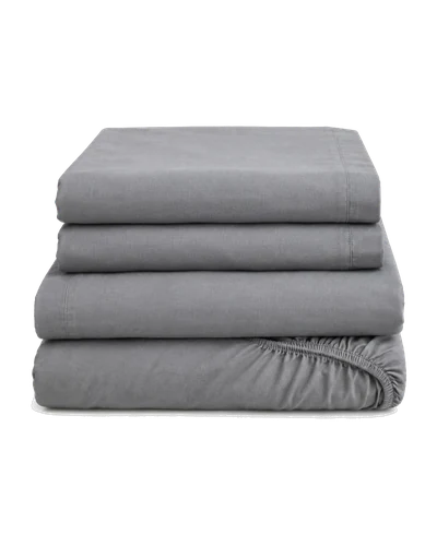 Fitted Bed Sheet Set, Grey, front view