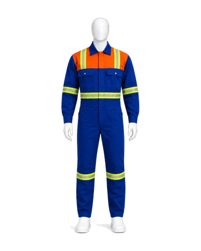 Hi-Vis Coverall, Royal Blue & Orange, front view