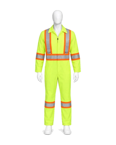 Hi-Vis Zip Coverall, Lime, front view