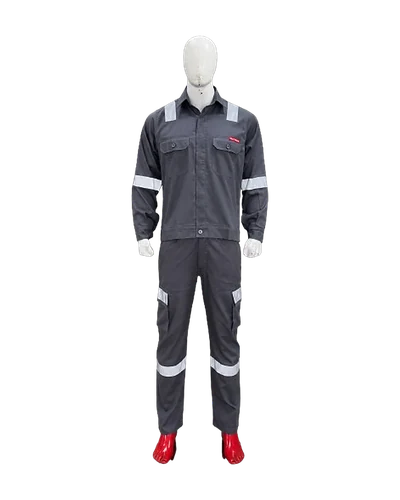 Reflective Two-Tone Coverall, Charcoal, front view