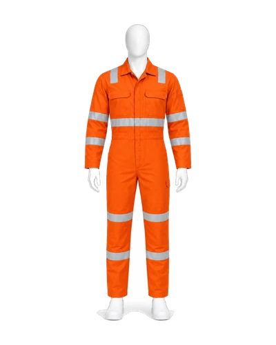 Reflective Safety Coverall, Orange, front view