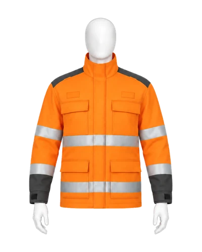 Hi-Vis Shoulder Jacket, Orange & Grey, front view