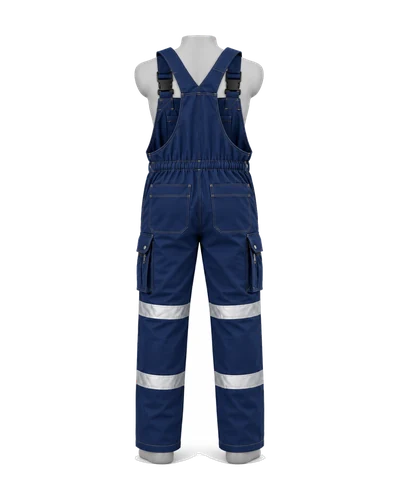 Reflective Cargo Bib & Brace, Navy, back view