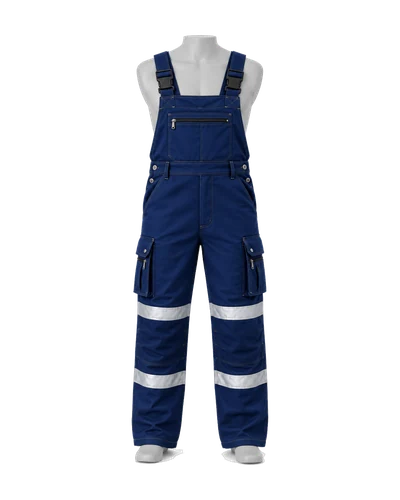 Reflective Cargo Bib & Brace, Navy, front view