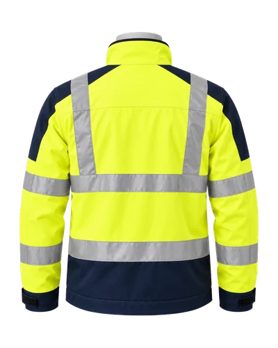 Hi-Vis Work Jacket, Yellow & Navy, back view
