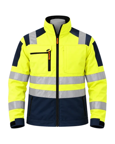 Hi-Vis Work Jacket, Yellow & Navy, front view