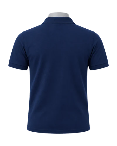 Classic Cotton Polo Shirt, Navy, back view